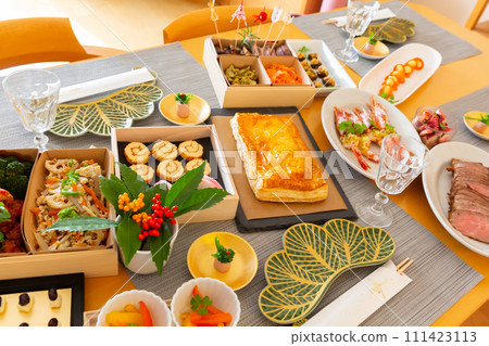 Handmade western style osechi cuisine Italian osechi table setting 111423113