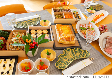 Handmade western style osechi cuisine Italian osechi table setting 111423114