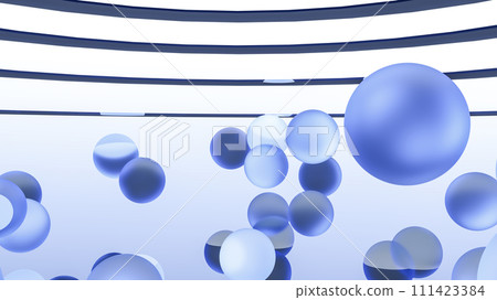 漂浮的玻璃球和玻璃環CG背景素材 111423384