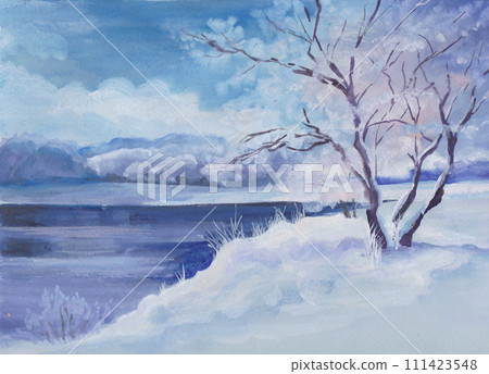 trees by the river in frost trees by the river in frost 111423548