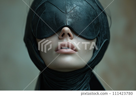 fashion portrait of a woman in black 111423780