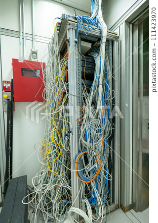 Server Room Labyrinth A Tangle of Wires and Technology 111423970