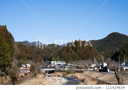Landscape with a mountain village and a bridge (Aichi Prefecture) Landscape with a mountain village and a bridge (Aichi Prefecture) 111424634