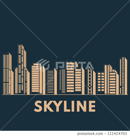 Abstract skyline with silhouettes of different buildings Vector Abstract skyline with silhouettes of different buildings Vector 111424703