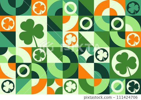 St. Patrick s Day. March 17. Seamless geometric pattern. Template for background, banner, card 111424706