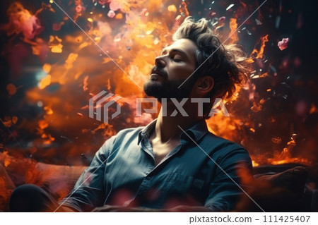 Man face against abstract background 111425407