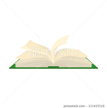 Open book pages fluttering white background. Knowledge, education, literature concept. Reading, learning, information access vector illustration Open book pages fluttering white background. Knowledge, education, literature concept. Reading, learning, information access vector illustration 111425528
