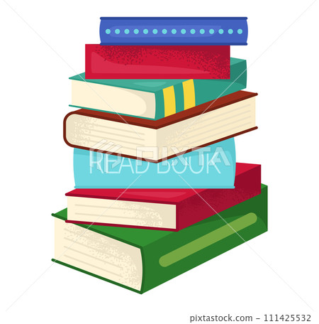 Stack colorful books phrase READ BOOK spine. Education reading concept vector illustration 111425532