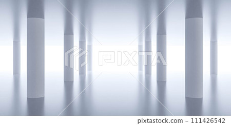 A Group of White Columns in a Room 3d render illustration 111426542