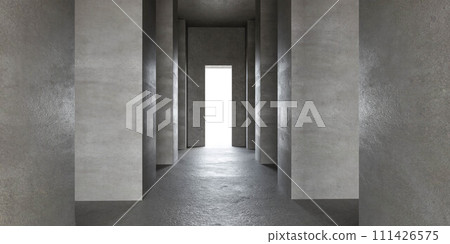 Light Shining Through Doorway in Hallway 3d render illustration 111426575