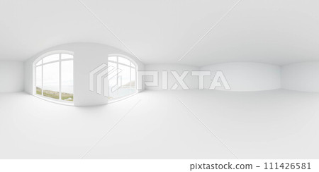 A White Room With Two Windows and a White Wall 360 panorama vr environment map 111426581