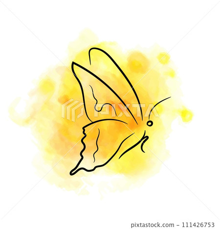 Fiery yellow butterfly, ink, watercolor Fiery yellow butterfly, ink, watercolor 111426753