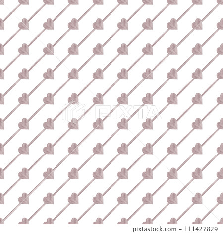 Abstract endless ribbons with hearts. Diagonal stripe of gray-pink color. Watercolor seamless background Abstract endless ribbons with hearts. Diagonal stripe of gray-pink color. Watercolor seamless background 111427829