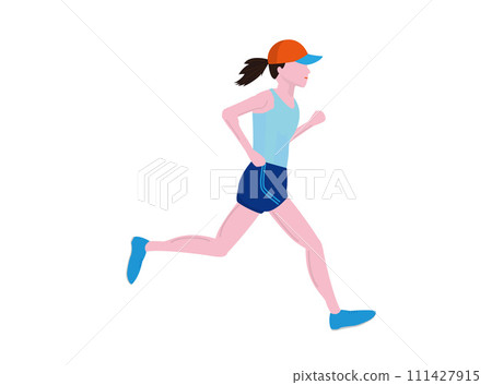 一個女人跑步的插畫。 一個女人跑步的插畫。 111427915