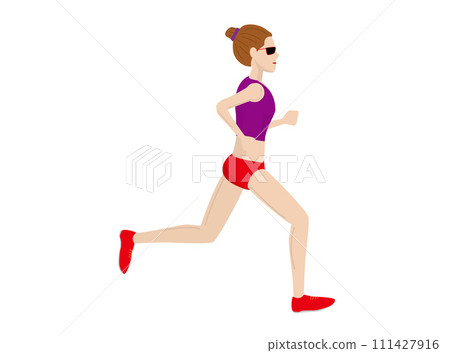 一個女人跑步的插畫。 一個女人跑步的插畫。 111427916