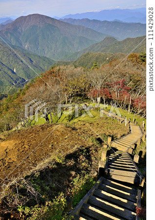 秋天的丹澤山脈、秋葉的丹澤幹流、從晝山眺望大室山 111429028