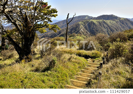 紅葉的丹澤、從日嶽山頂眺望的丹澤山、不動峰、丹澤大道 111429057