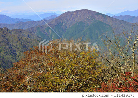 從日嶽山看到的丹澤山脈、大室山的紅葉 111429175