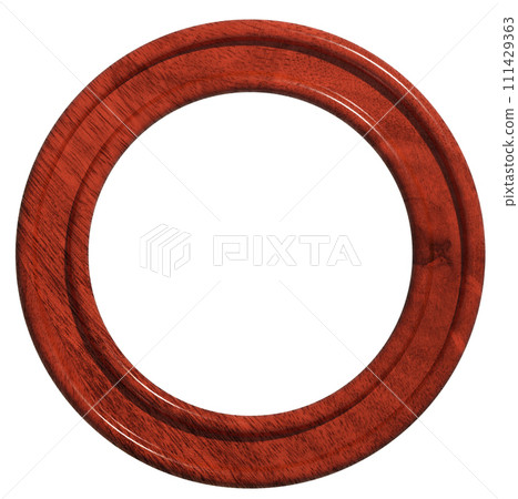 Empty oak round frame for photos and drawings on isolated background Empty oak round frame for photos and drawings on isolated background 111429363