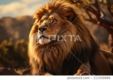 Lion on a natural habitat 111430066