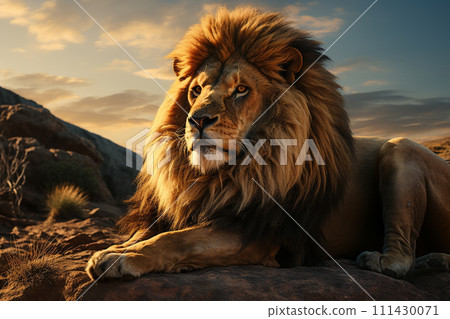 Lion on a natural habitat 111430071