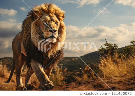 Lion on a natural habitat 111430073