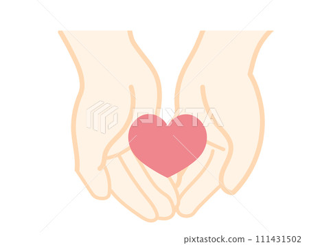 Simple illustration of both hands and heart 3 Simple illustration of both hands and heart 3 111431502