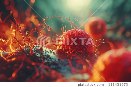 healthy cell transforming into a cancer cell, symbolizing the importance of early detection.World Cancer Day healthy cell transforming into a cancer cell, symbolizing the importance of early detection.World Cancer Day 111431973