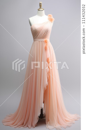 mannequin dress, peach fuzz, trending color of 2024. 111432032