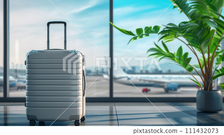 Suitcase in airport terminal. Travel and tourism concept. Suitcase in airport terminal. Travel and tourism concept. 111432073