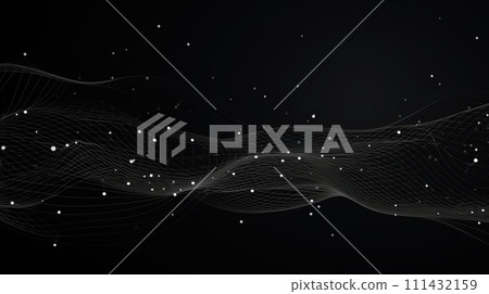 Wave of dots and weave lines. Abstract background. Network connection structure 111432159