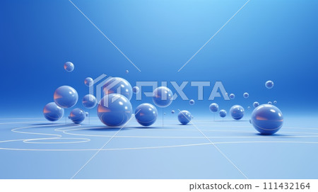 spheres in blue background, concept of science and technology spheres in blue background, concept of science and technology 111432164