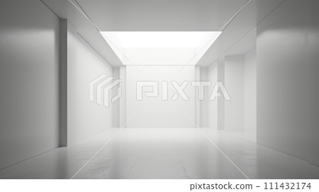 Abstract architecture background. White empty room with light. 3D rendering 111432174