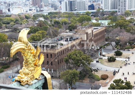 Shachi and Miraiza Osaka Castle from the observation deck of Osaka Castle castle tower 111432486