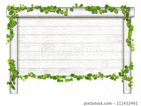 ivy leaves and white sign ivy leaves and white sign 111432491