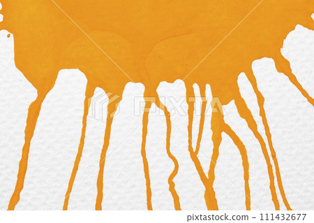 Orange watercolour mix abstract painted on real paper, can be used as a background for art. 111432677