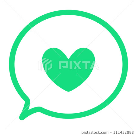 Simple green heart mark and speech bubble Simple green heart mark and speech bubble 111432898
