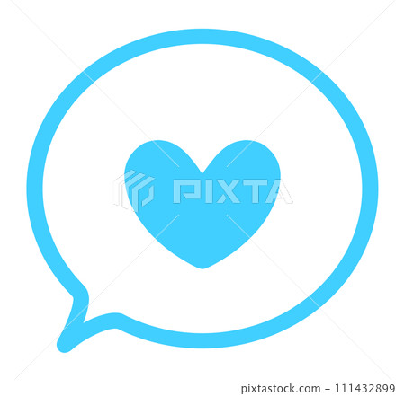 Simple light blue heart mark and speech bubble 111432899