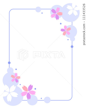 藍色日本圖案和櫻花方框 藍色日本圖案和櫻花方框 111433526
