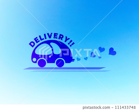 Illustration material of delivery car on blue background 111433748