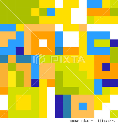 Pixel abstract background. Eco pattern. Blue, orange, yellow and green squares. 111434279