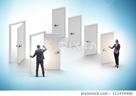 Business people and many doors of opportunities 111434986