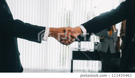 Group of college touch hands for unity group to success business. 111435461