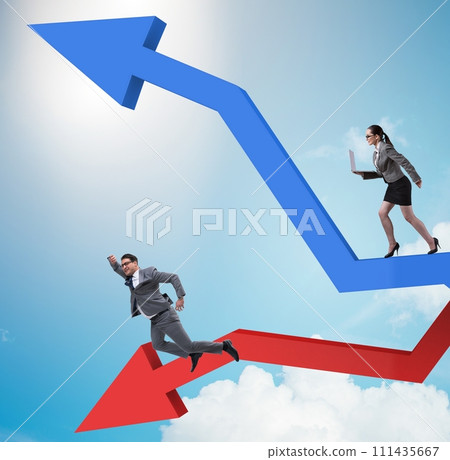 Business concept of both crisis and recovery Business concept of both crisis and recovery 111435667