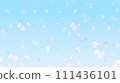 Simple blue background with dancing petals 111436101