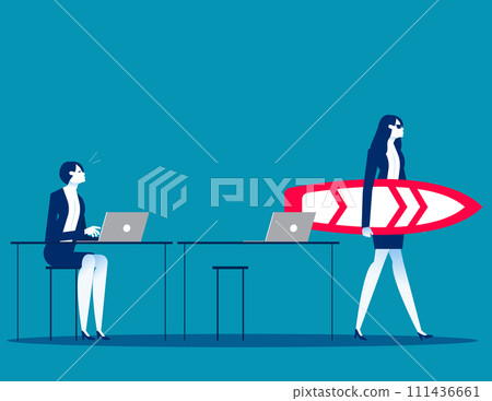 ColleagueLeave office things and stop working.  A day off vector concept 111436661