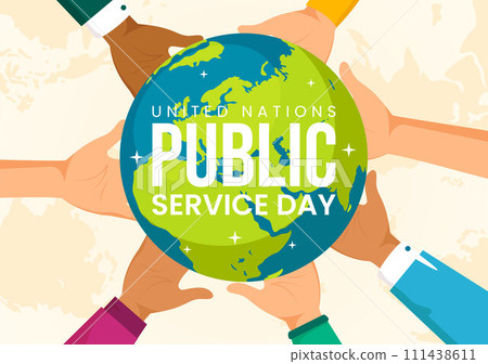 United Nations Public Service Day Vector Illustration with Publics Services to the Community in the Development Process in Flat Cartoon Background 111438611