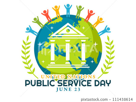 United Nations Public Service Day Vector Illustration with Publics Services to the Community in the Development Process in Flat Cartoon Background 111438614