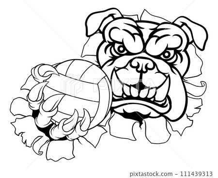 Bulldog Dog Volleyball Volley Ball Animal Mascot Bulldog Dog Volleyball Volley Ball Animal Mascot 111439313