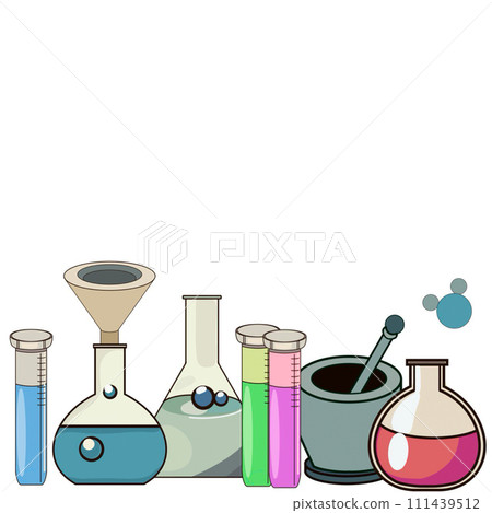 a set of chemist biologist illustration on a white background hand-drawn close-up a set of chemist biologist illustration on a white background hand-drawn close-up 111439512